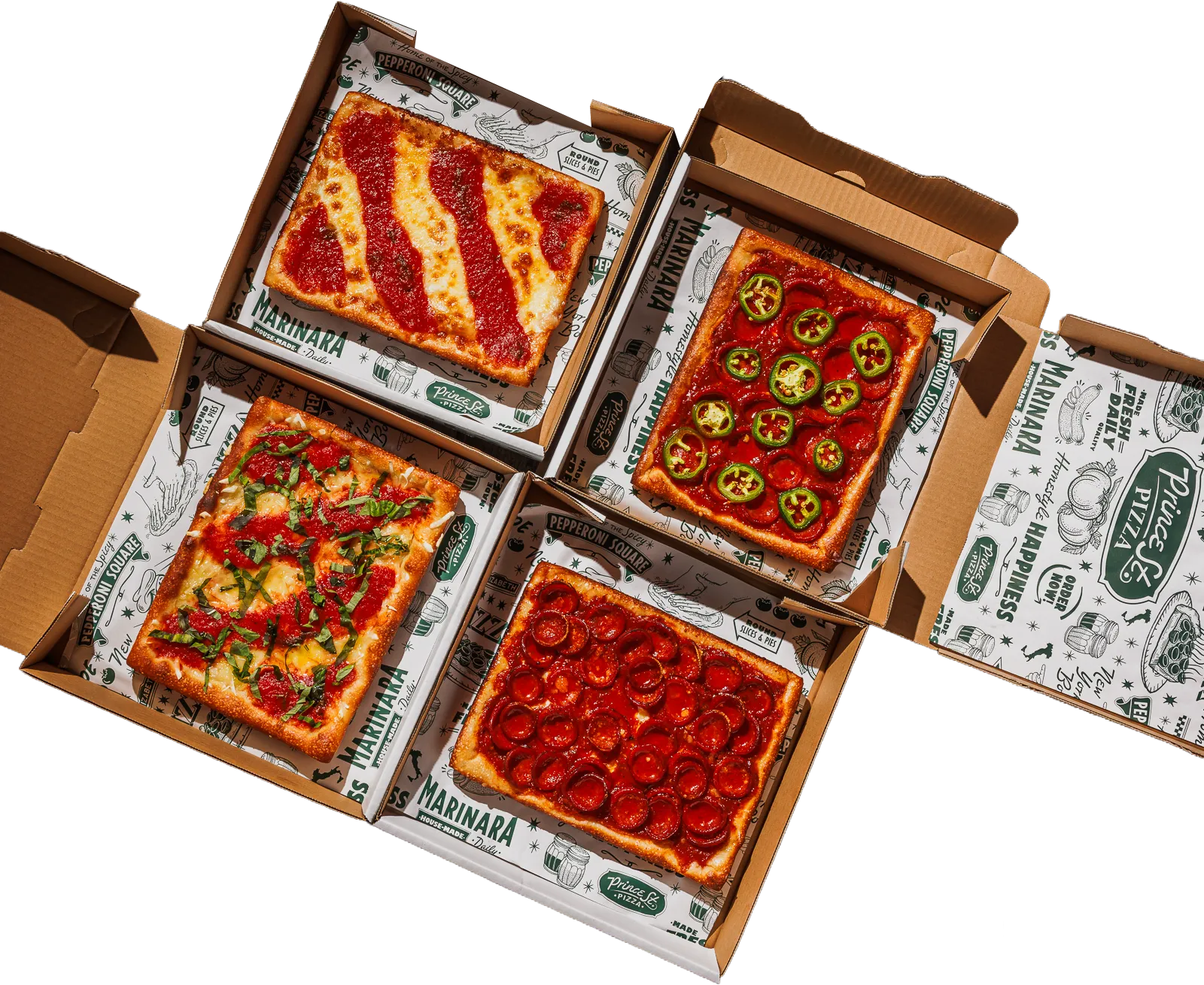 Personal Prince pizzas in boxes
