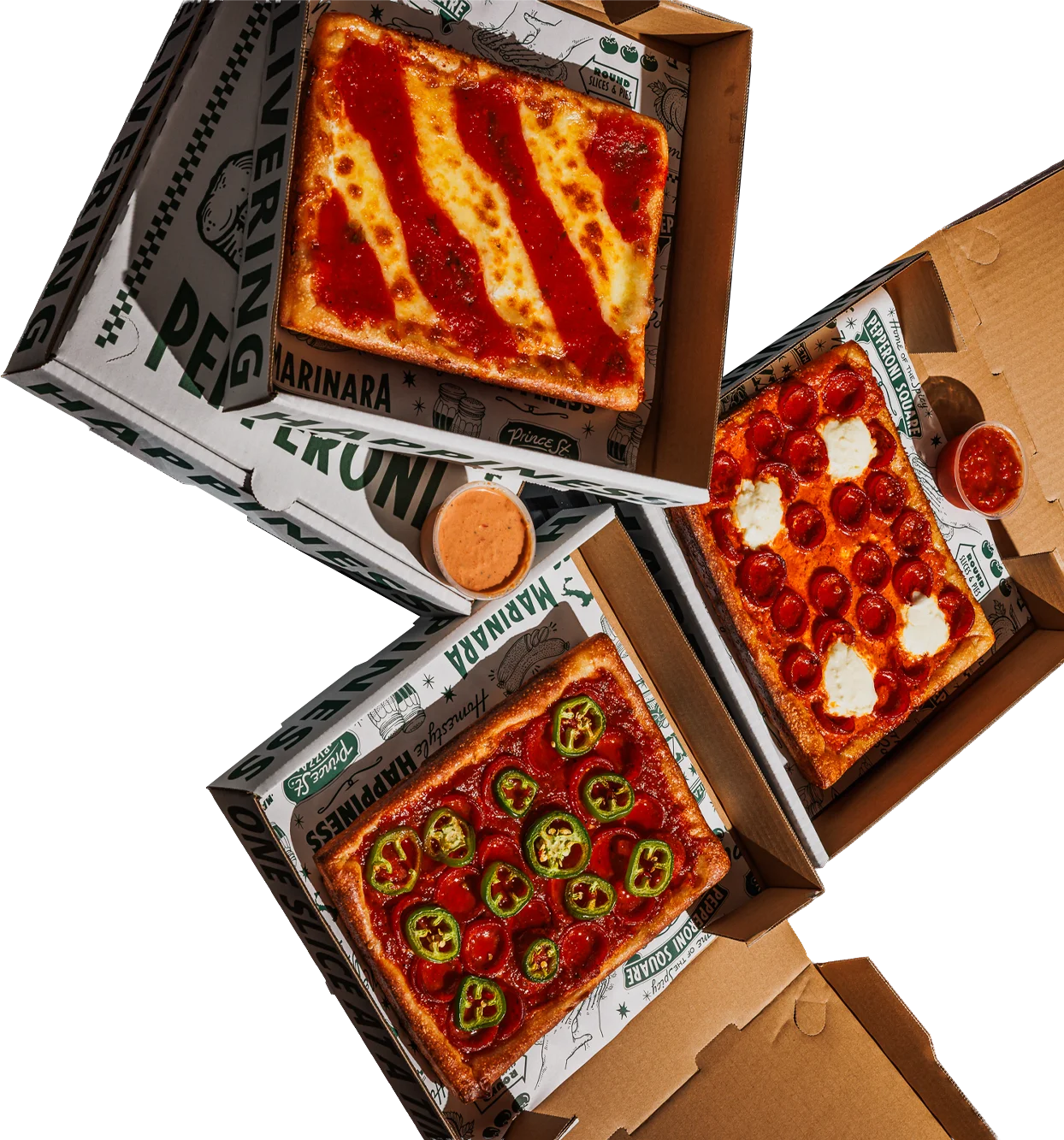 Personal Prince pizzas in boxes